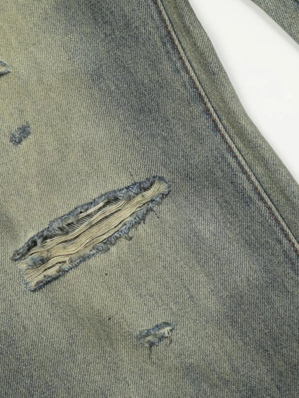 Men's Distressed Slim Bootcut Washed Jeans, image 12