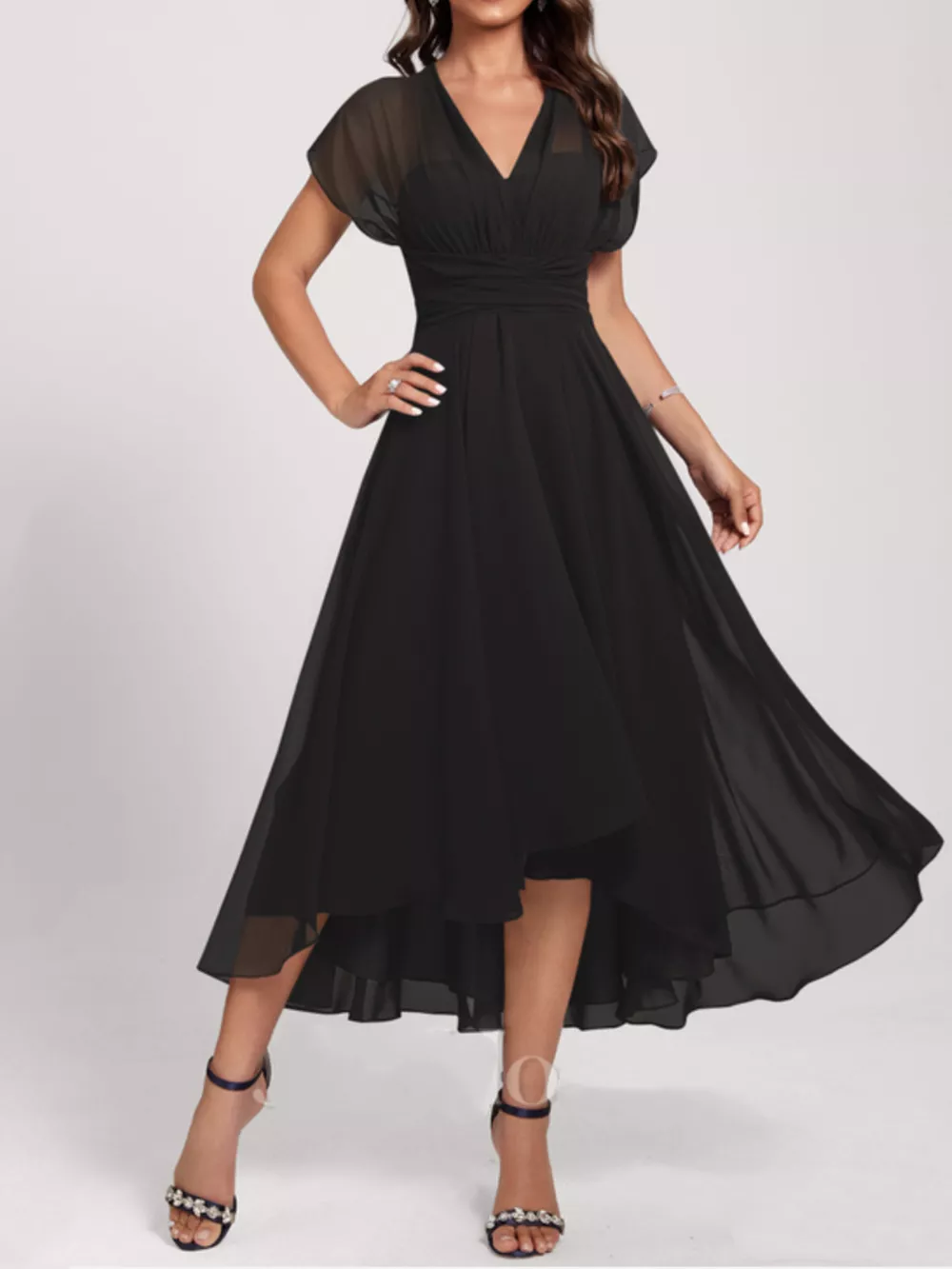 Ruched A-Line Midi Dress