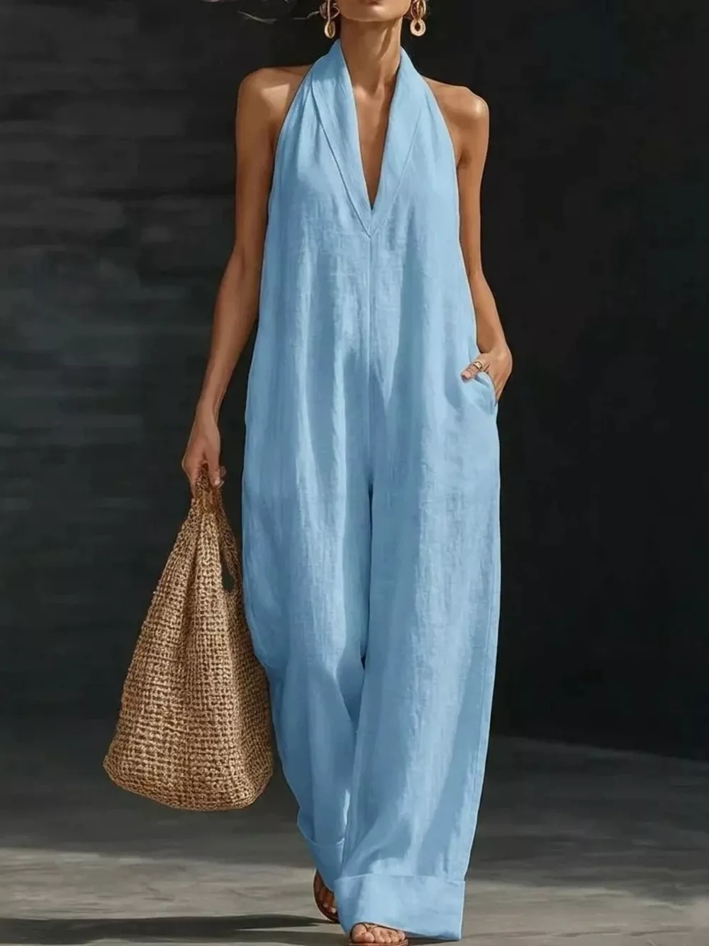Halter Neck Wide-Leg Jumpsuit, image 4