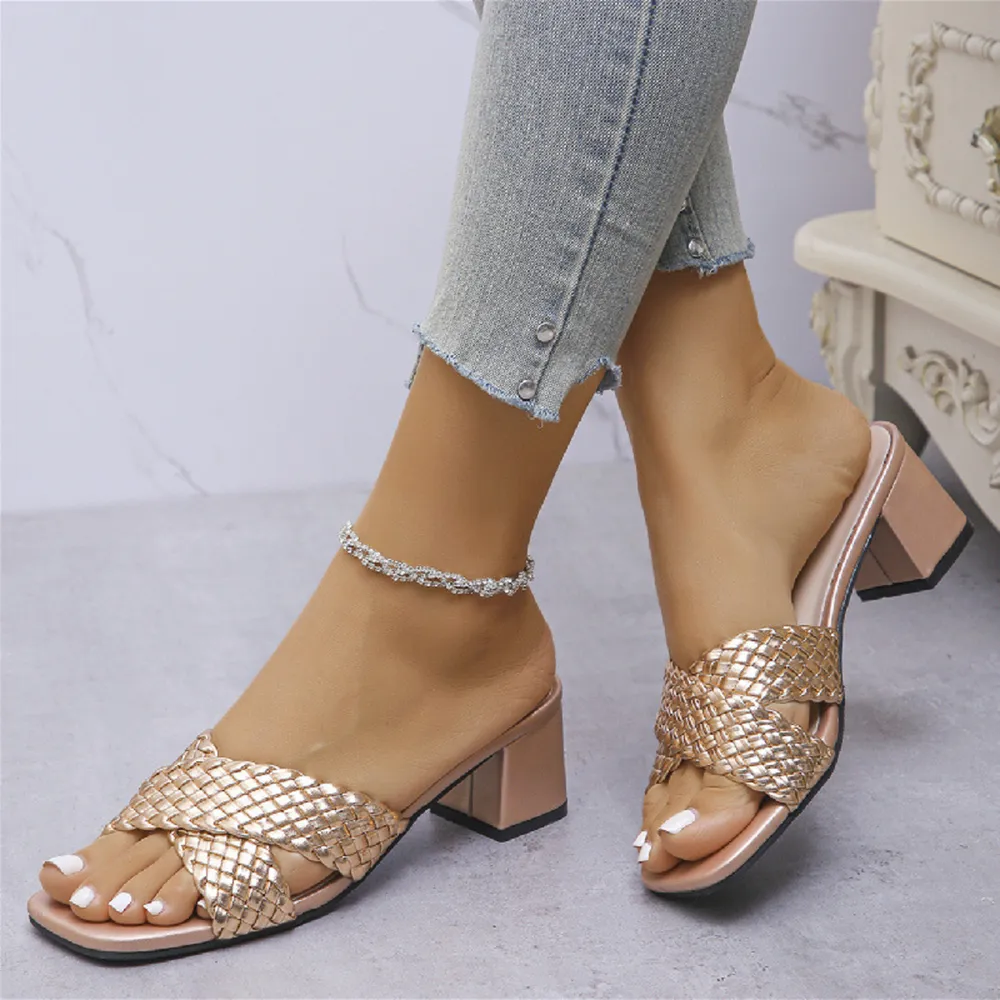 Crisscross Block Heels Sandals, image 6