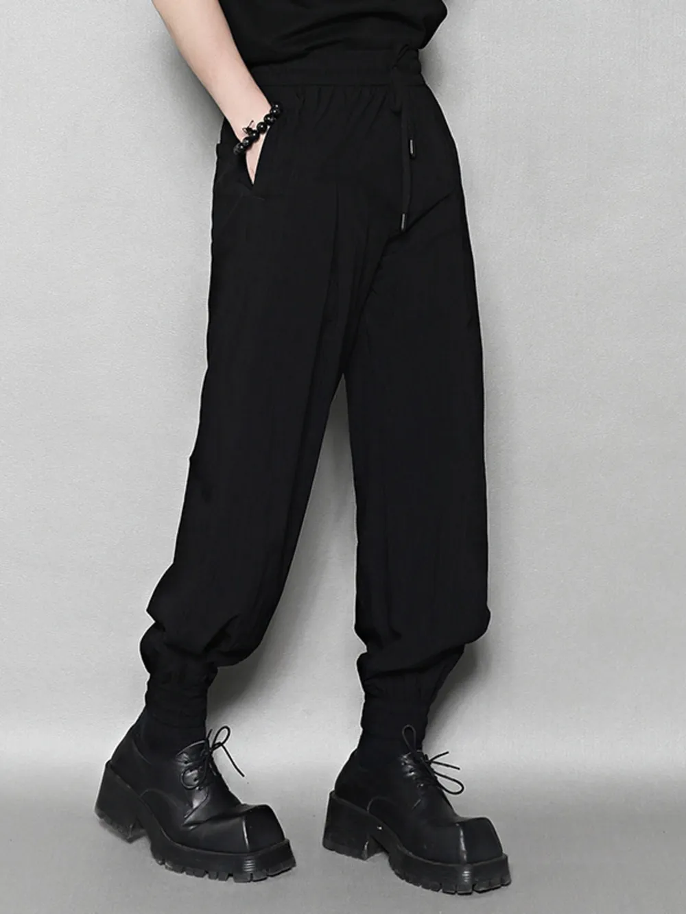 Men's Relaxed Fit Drawstring Ankle Cuffed Pants, image 3