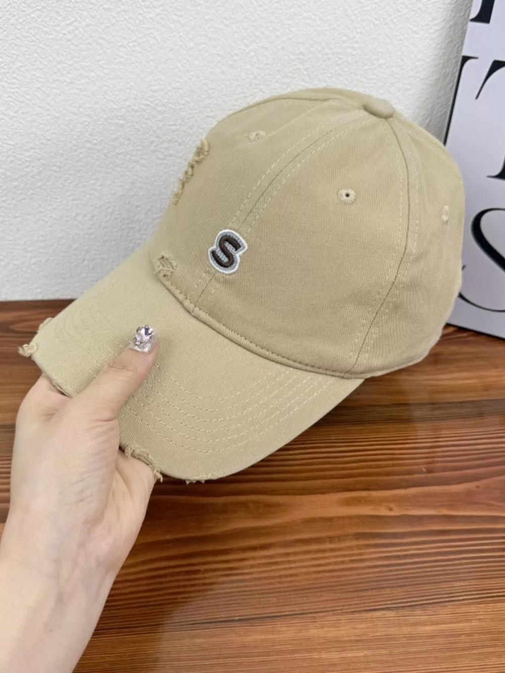 Distressed Embroidered Baseball Cap, image 6