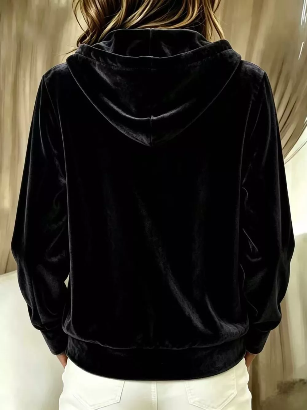 Full Size Velvet Button-Down Hooded Outerwear Plus Size, image 10