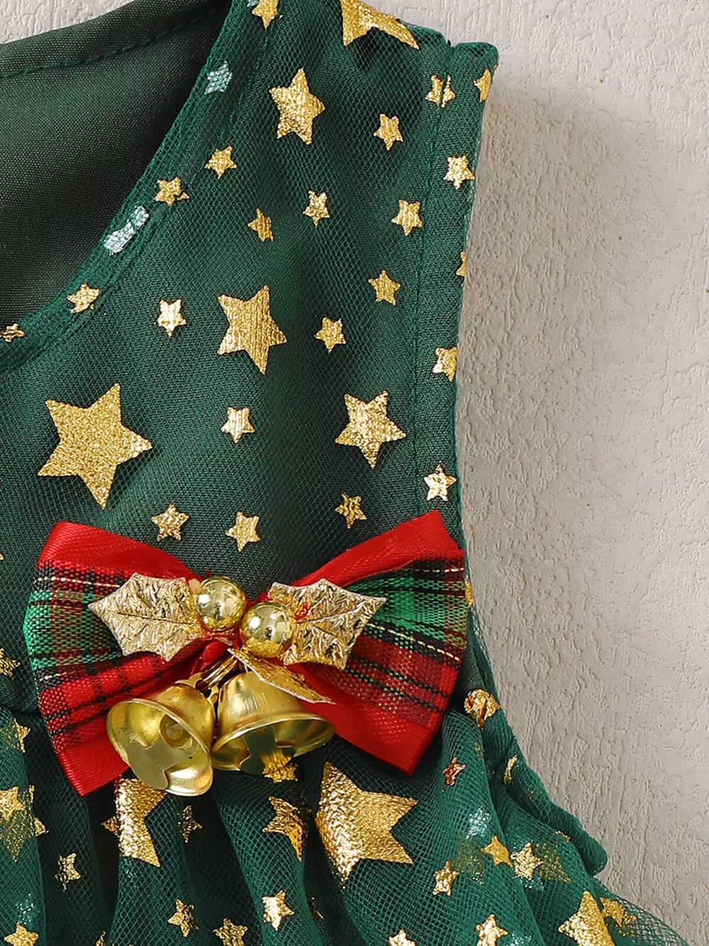 Children's Star Print Pom-Pom Embellishments Tulle Dress, image 5