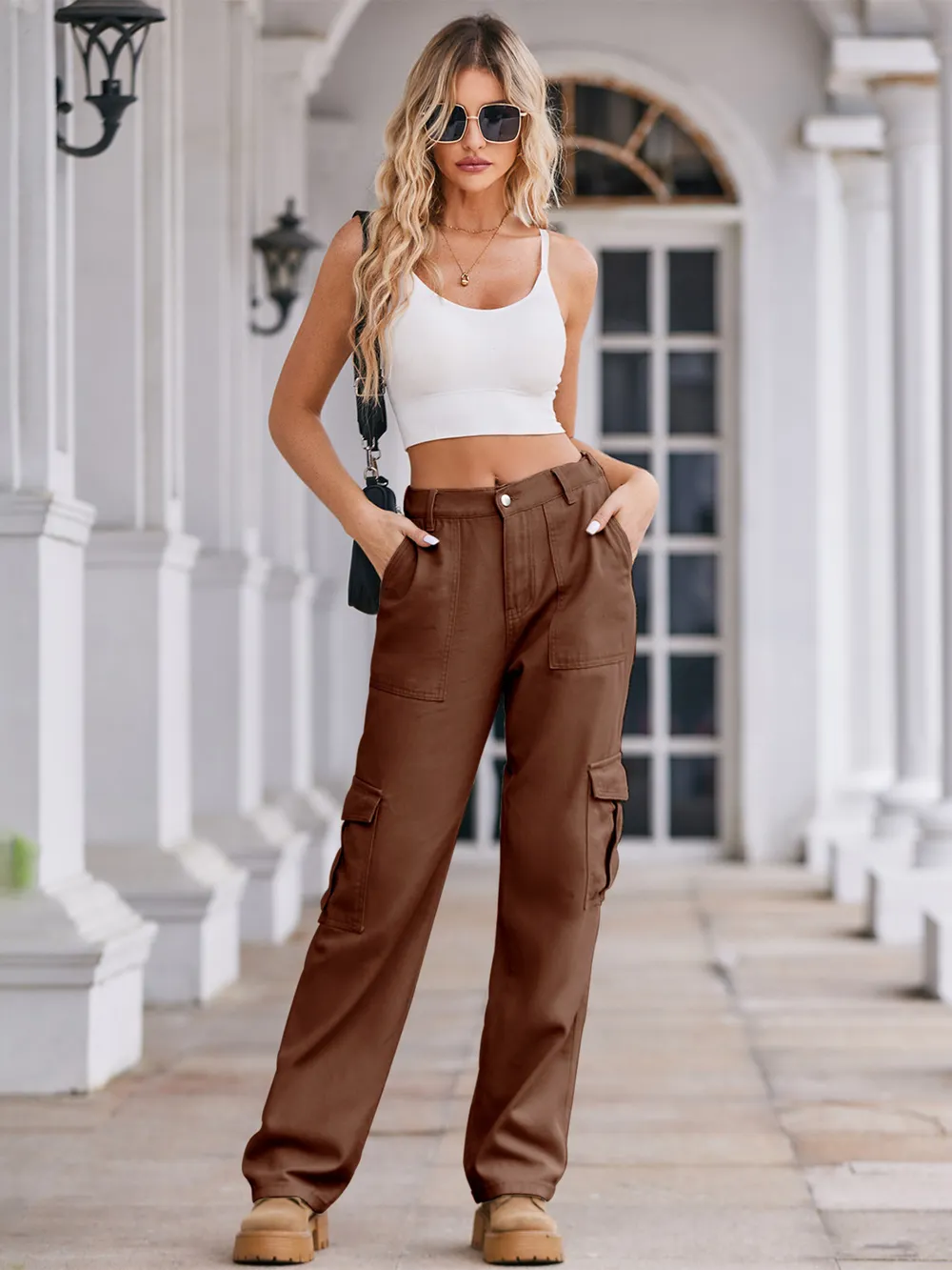 High-Waisted Cargo Jeans, image 12
