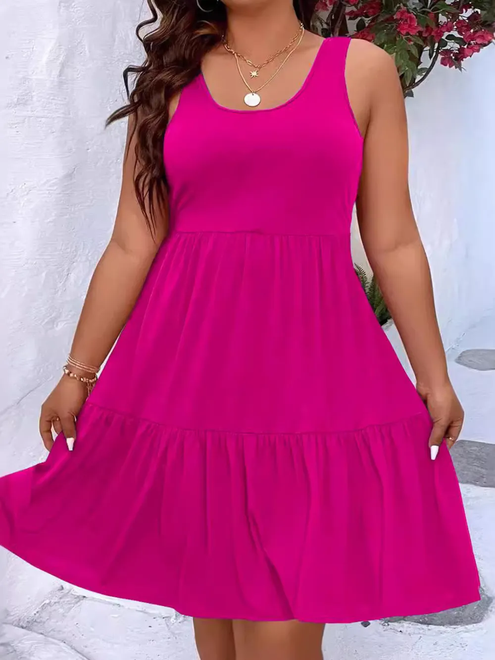 Plus Size Tiered Scoop Neck Tank Dress, image 9