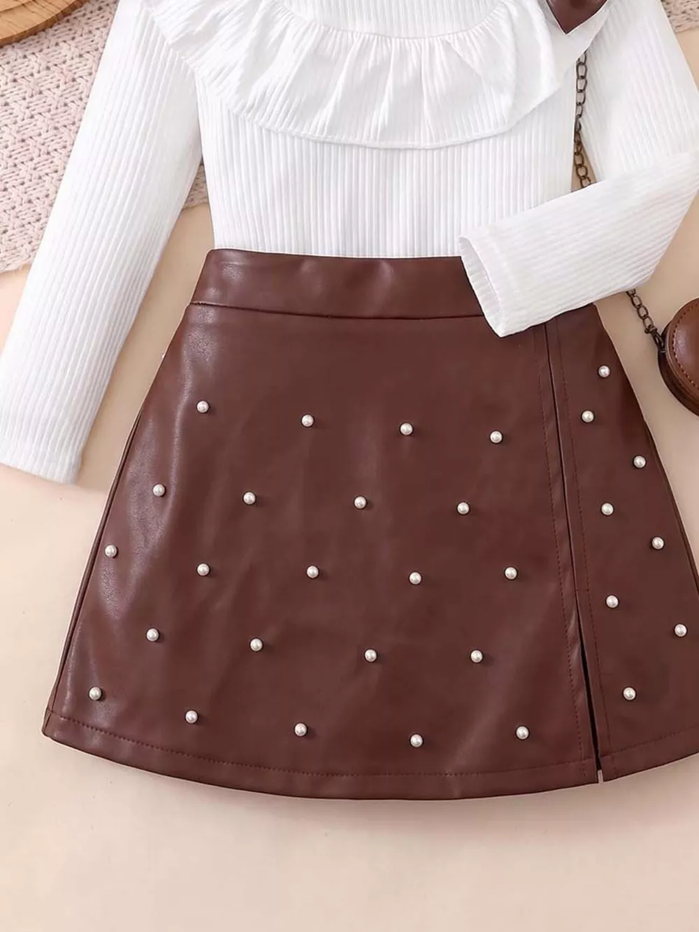 Children's Ruffled Long Sleeve Top and Skirt Set, image 3
