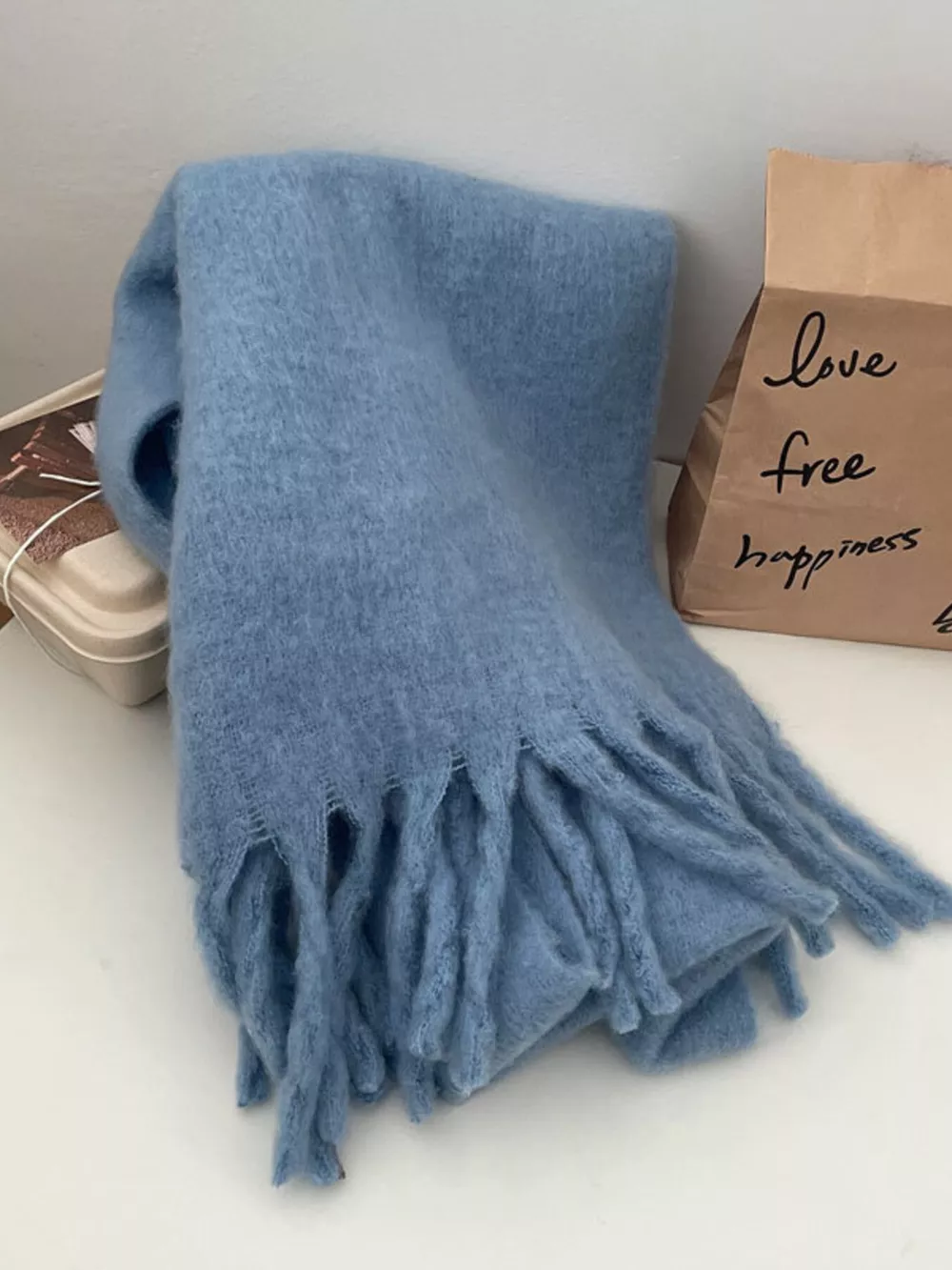 Solid Color Fringe Scarf, image 4