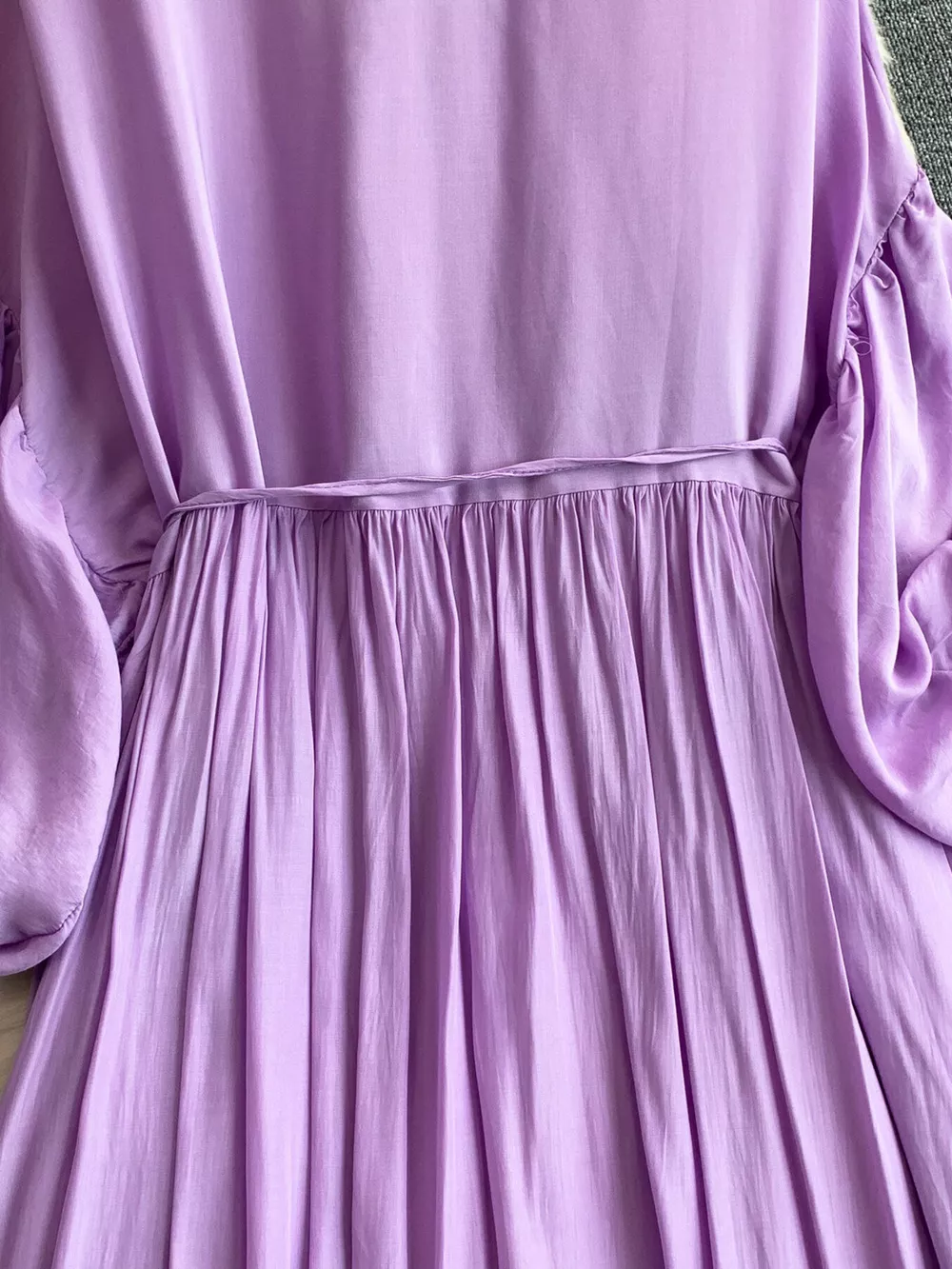 Balloon Sleeve Tie-Waist Dress, image 8