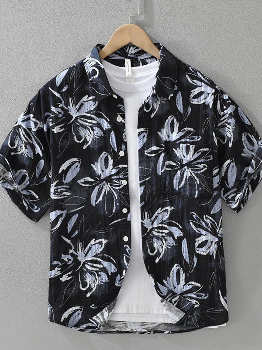 Men's Plus Size Printed Button-Up Casual Shirt, image 2