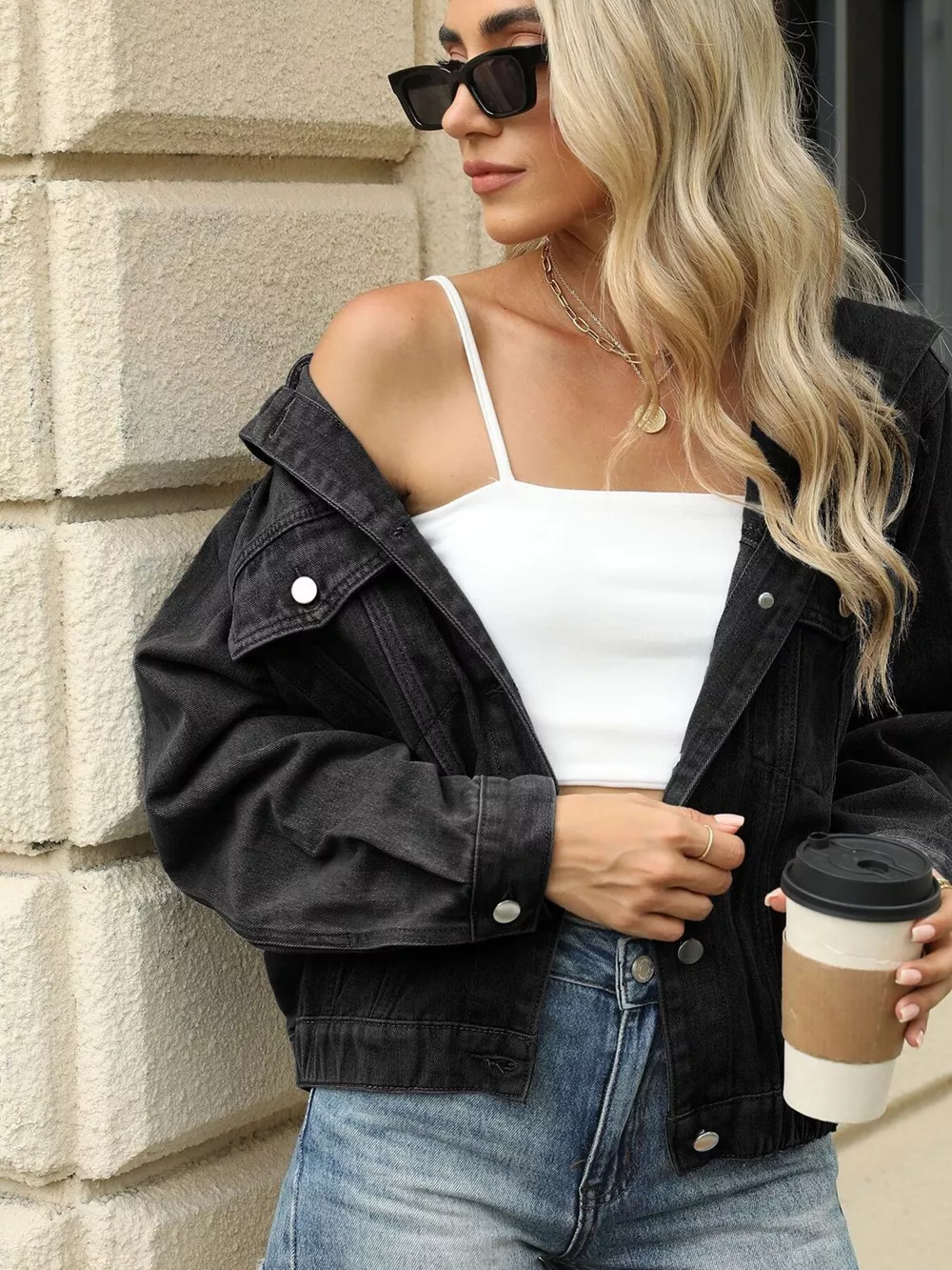 Washed Button Up Hooded Denim Jacket, image 8