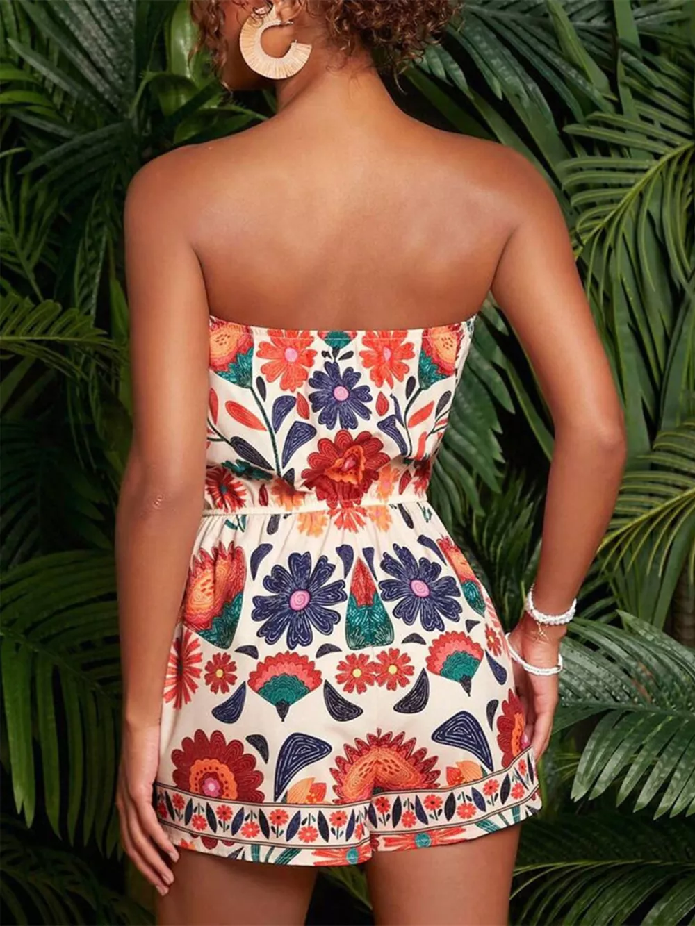 Floral Print Strapless Elastic Waist Romper, image 12