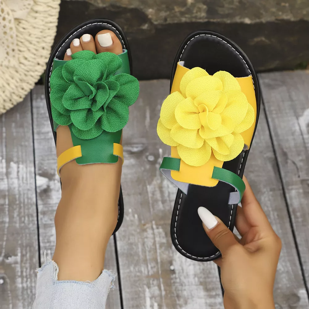 Flower Open Toe Flats Sandals, image 4