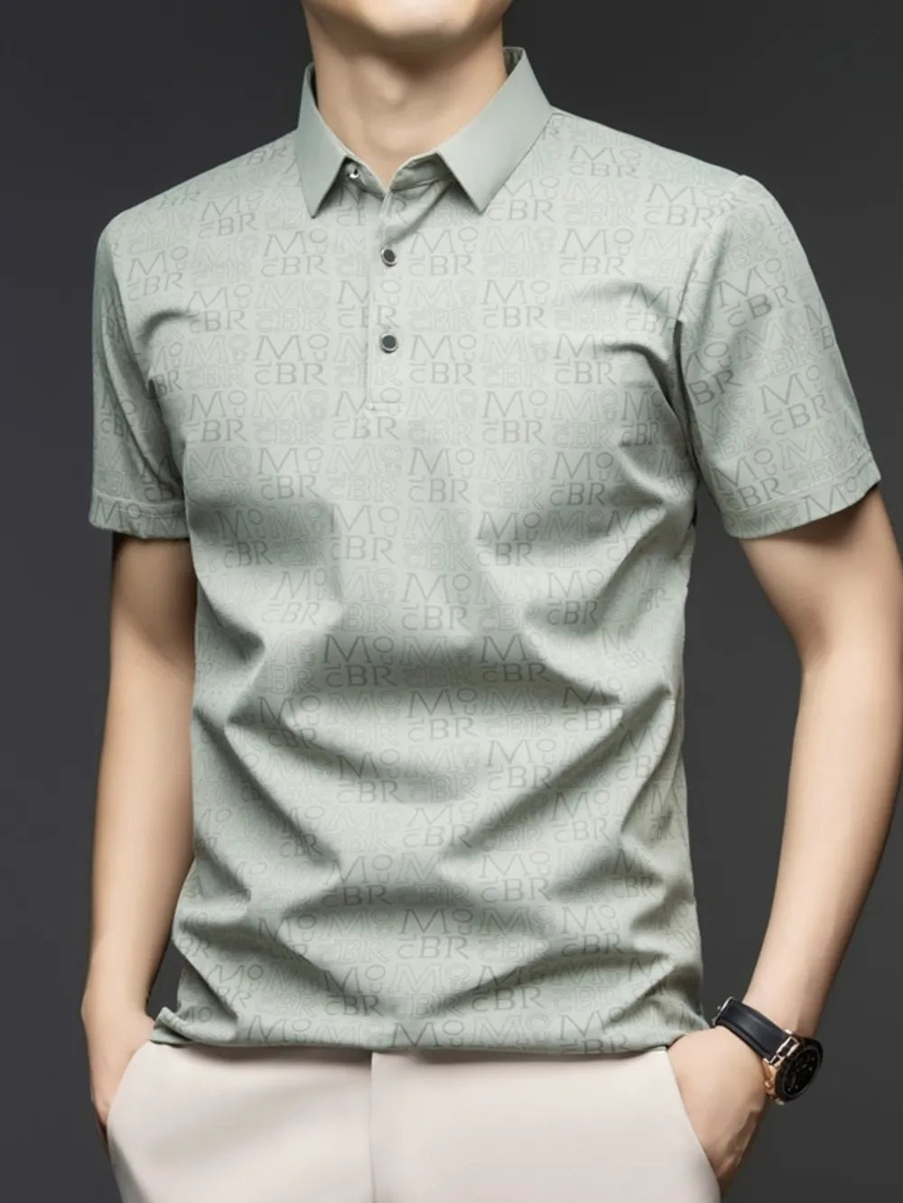 Men's Plus Size Button Detail Short Sleeve Polo