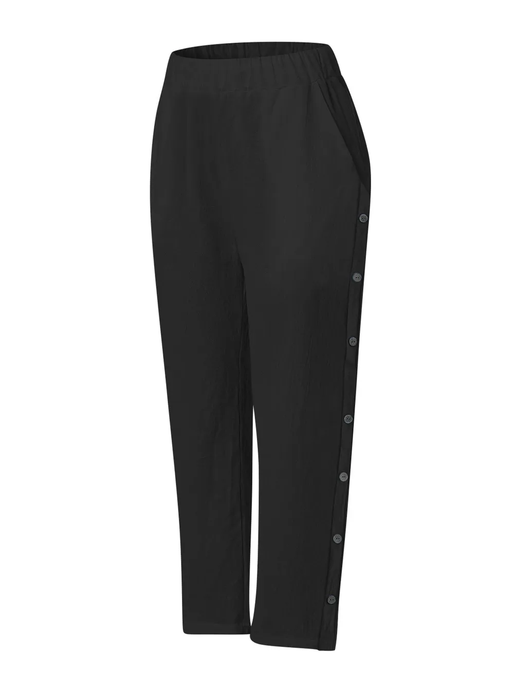 Full Size Side Decor Button Casual Wide Leg Pants Plus Size, image 10