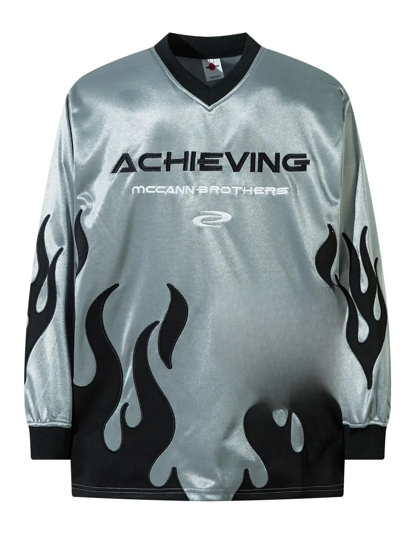 Men's V-Neck T-Shirt with Flame Graphics, image 2