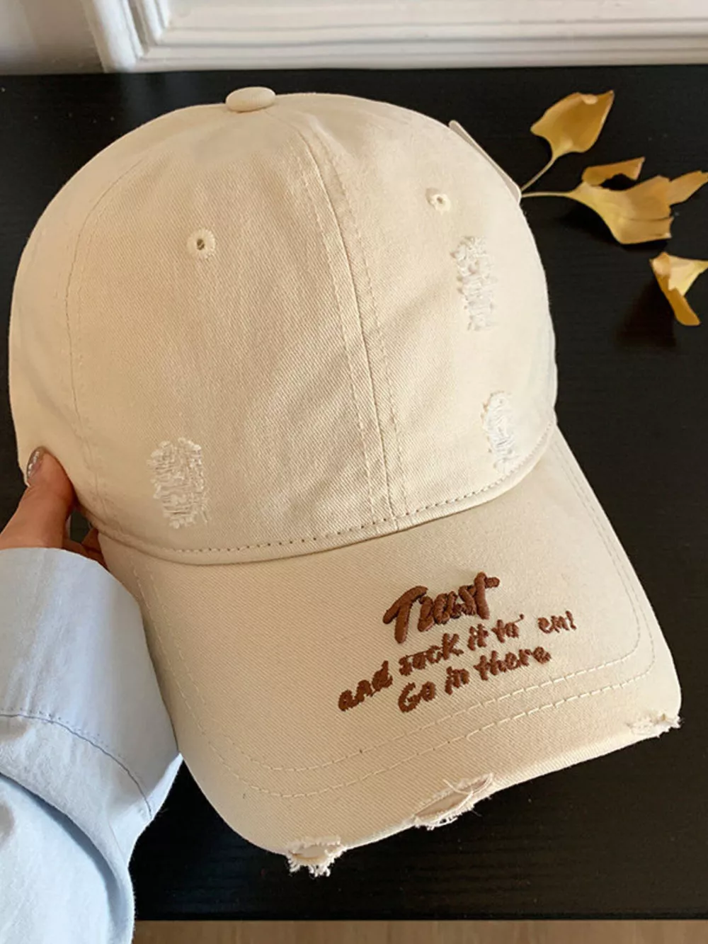Distressed Embroidered Baseball Cap, image 6