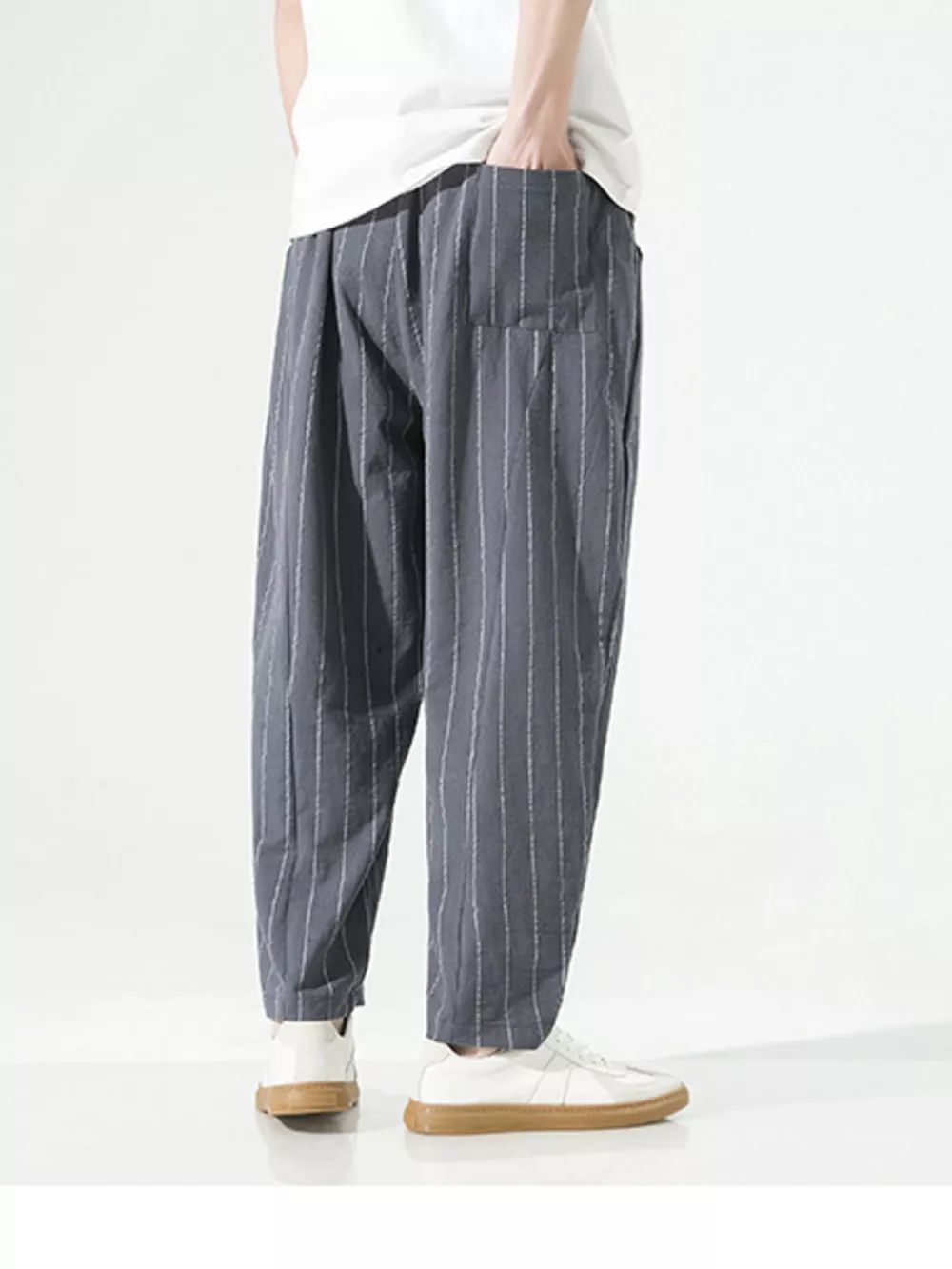 Men's Plus Size Striped Casual Loose Pants, image 6