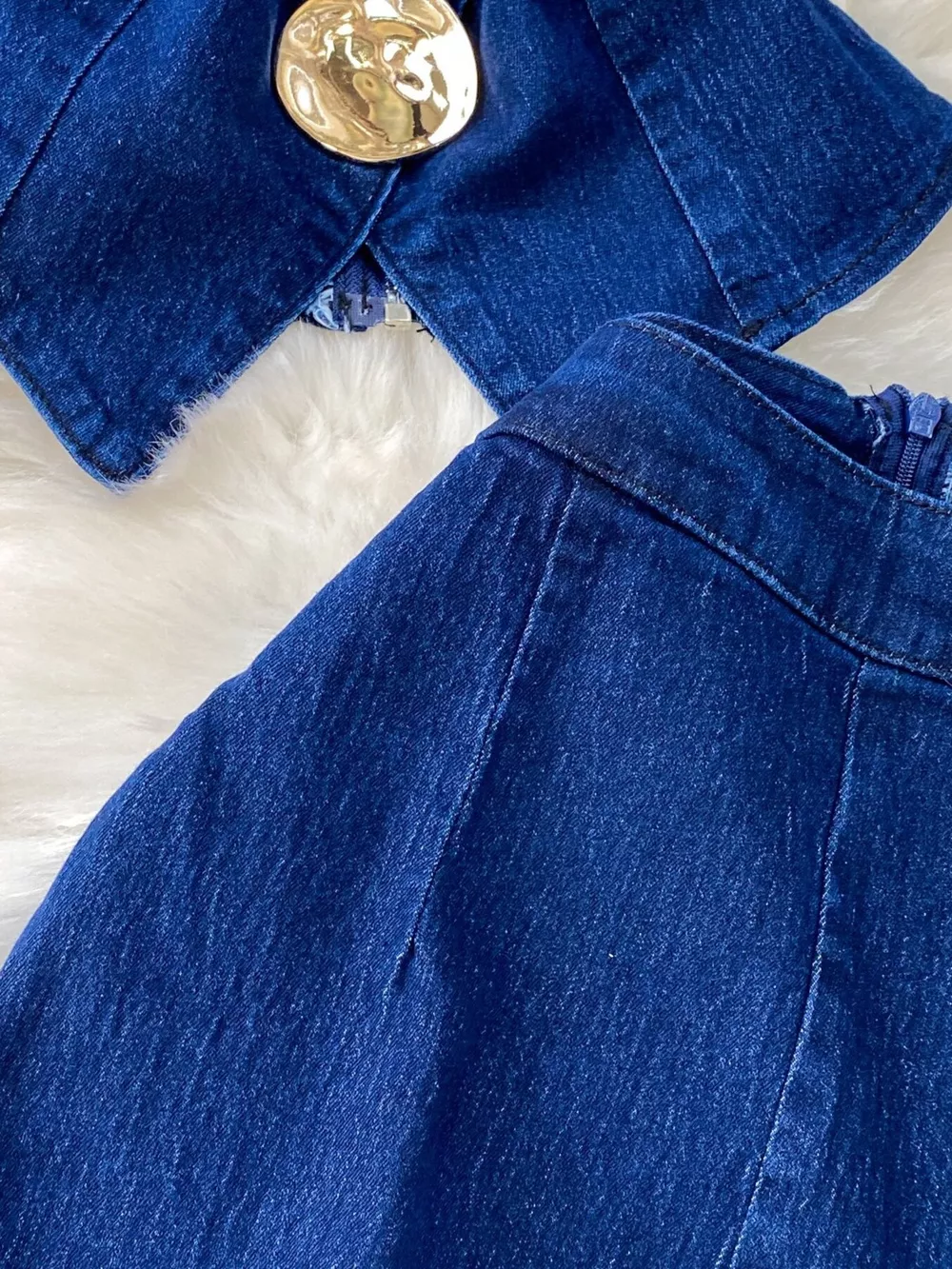 Button Detail Vest and Flare Jeans Denim Set, image 13