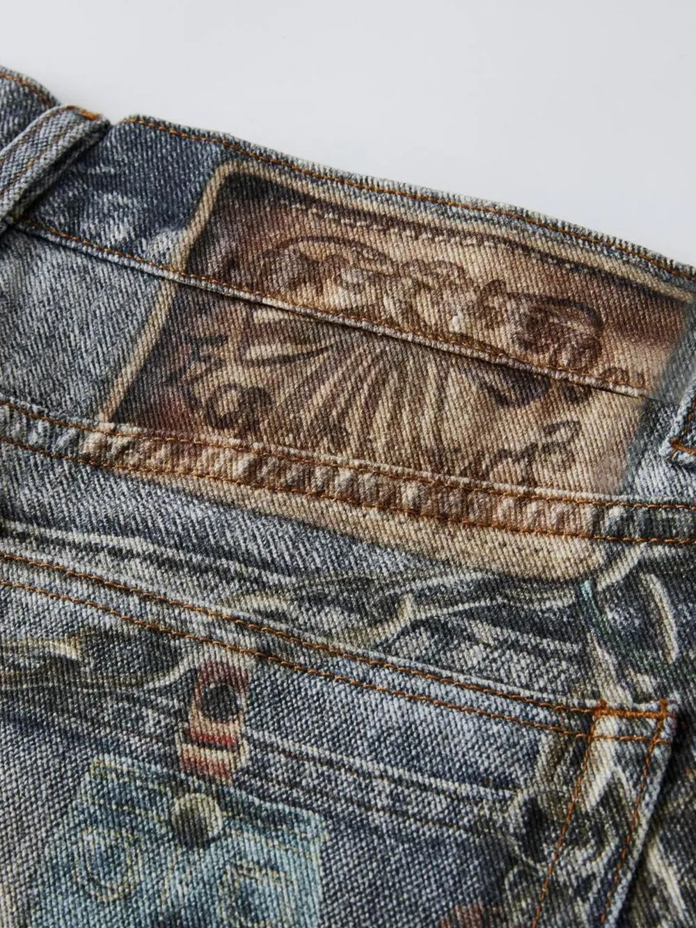 Men's Distressed Printed Wide Leg Jeans, image 8