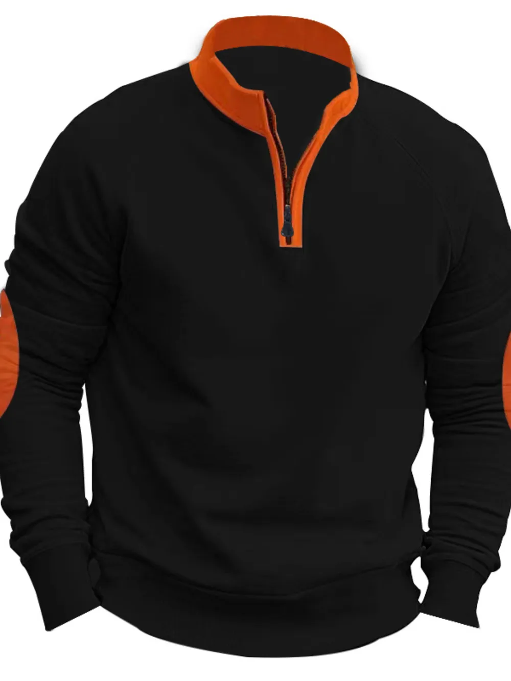 Men's Full Size Quarter-Zip Contrast Trim Sweatshirt Plus Size, image 6