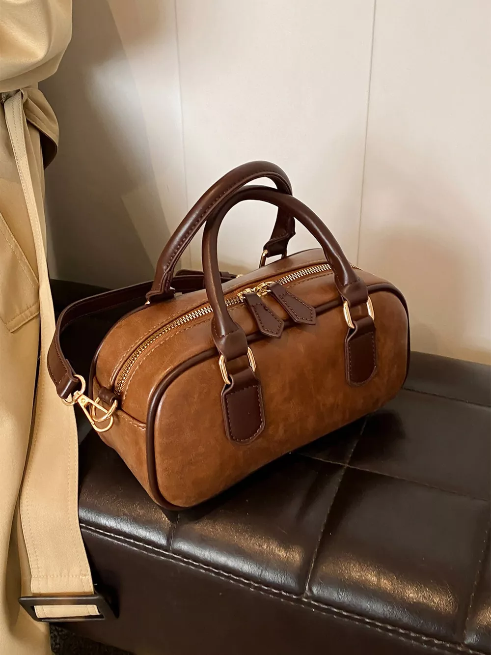 Vintage Style Barrel Crossbody Bag, image 6