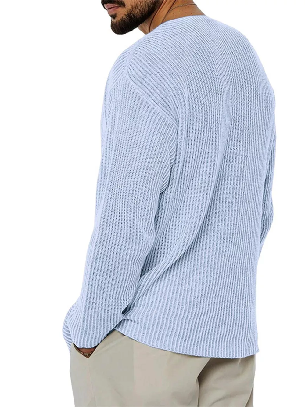 Men's Casual V-Neck Ribbed Knit Sweater, image 8