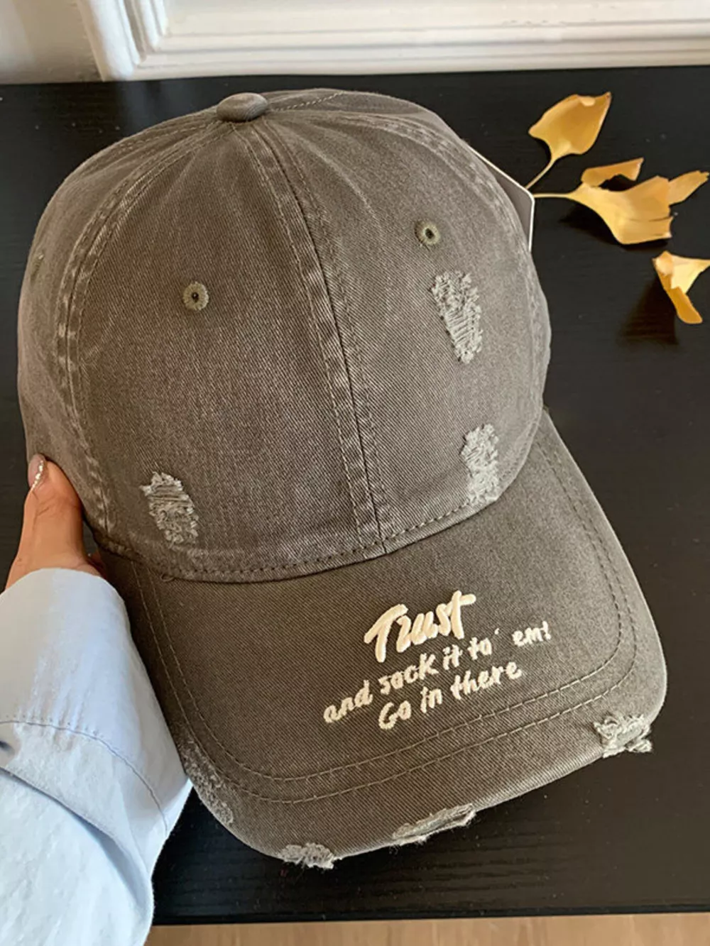 Distressed Embroidered Baseball Cap, image 9
