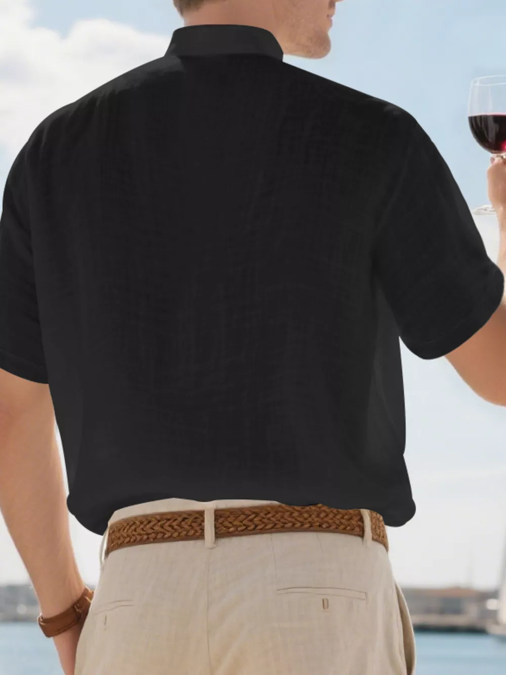 Men's Full Size Button Detail Short Sleeve Shirt Plus Size, image 6