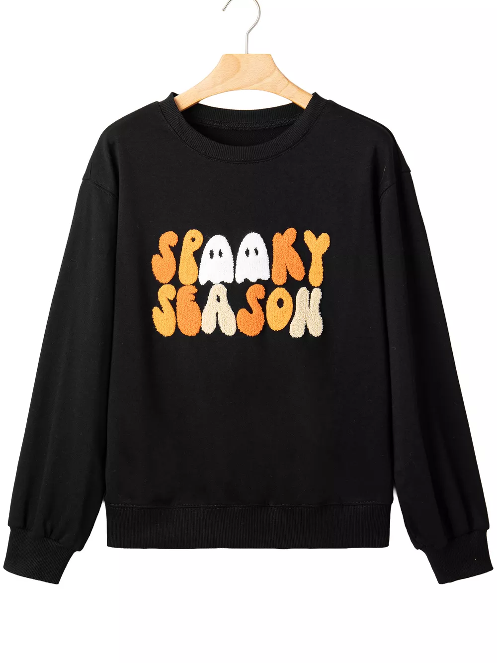 Embroidered Spooky Season Long Sleeve Round Neck Sweatshirt, image 11