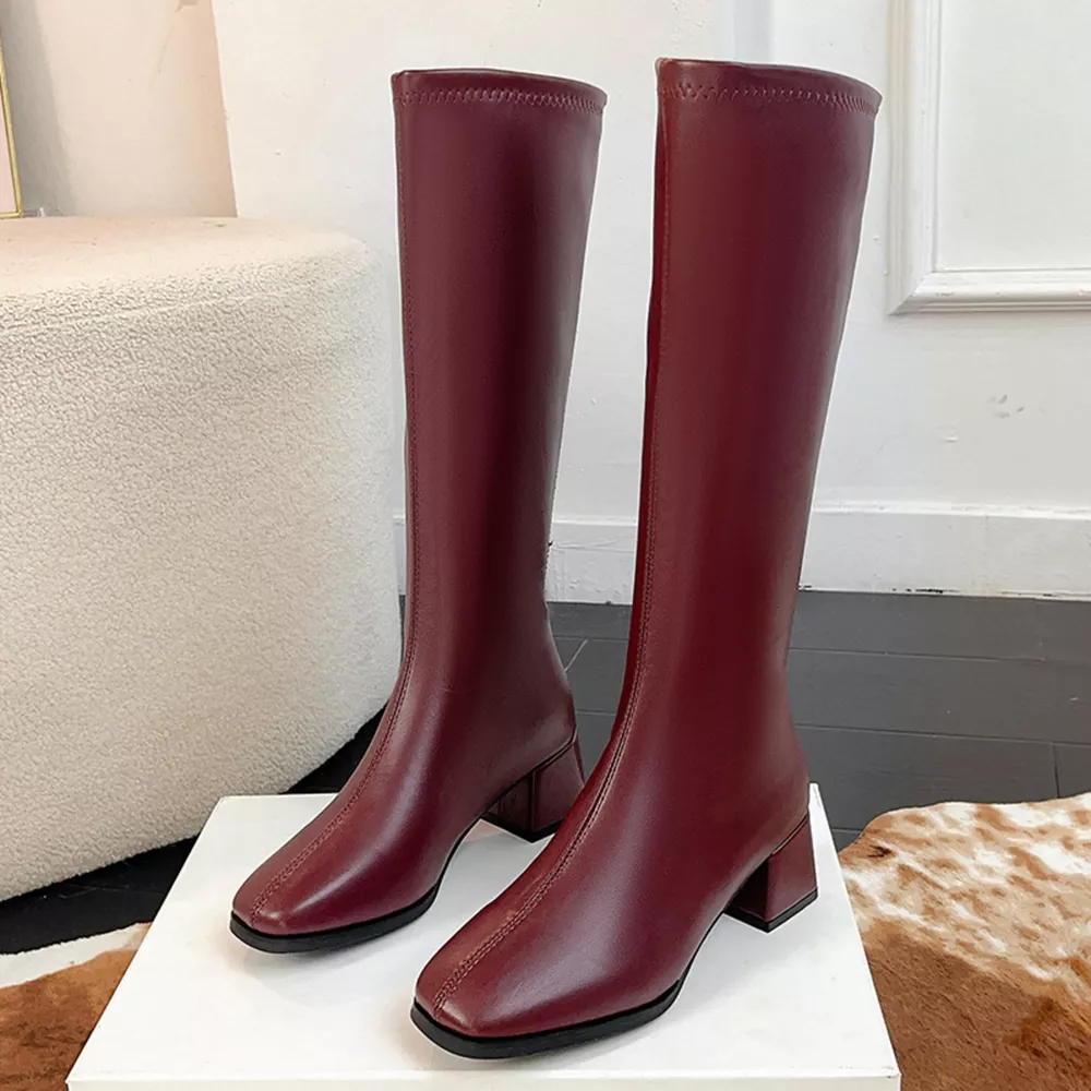 Square Toe Block Heels Boots, image 12