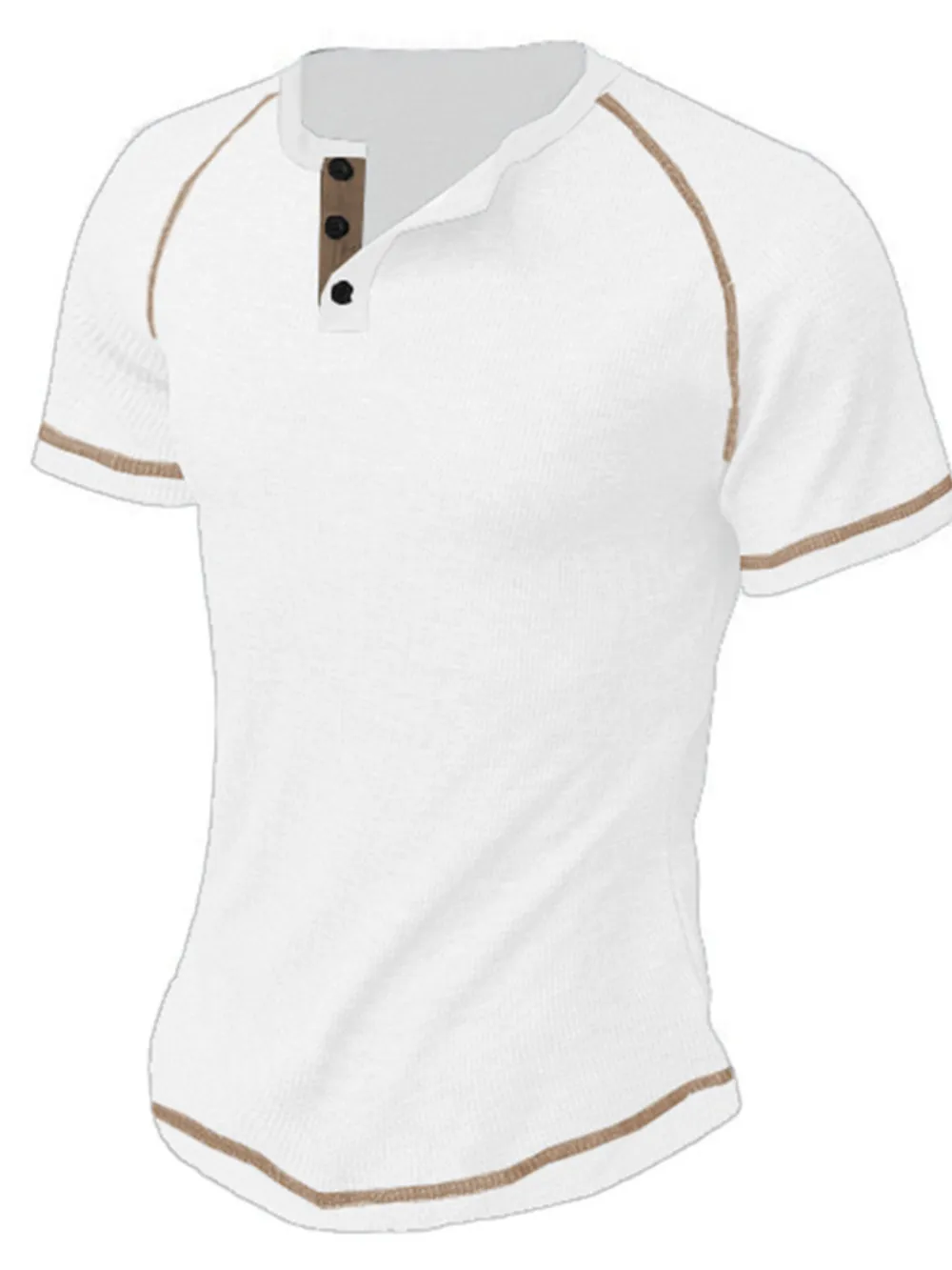 Men's Full Size Button Detail Short Sleeve T-Shirt Plus Size, image 3