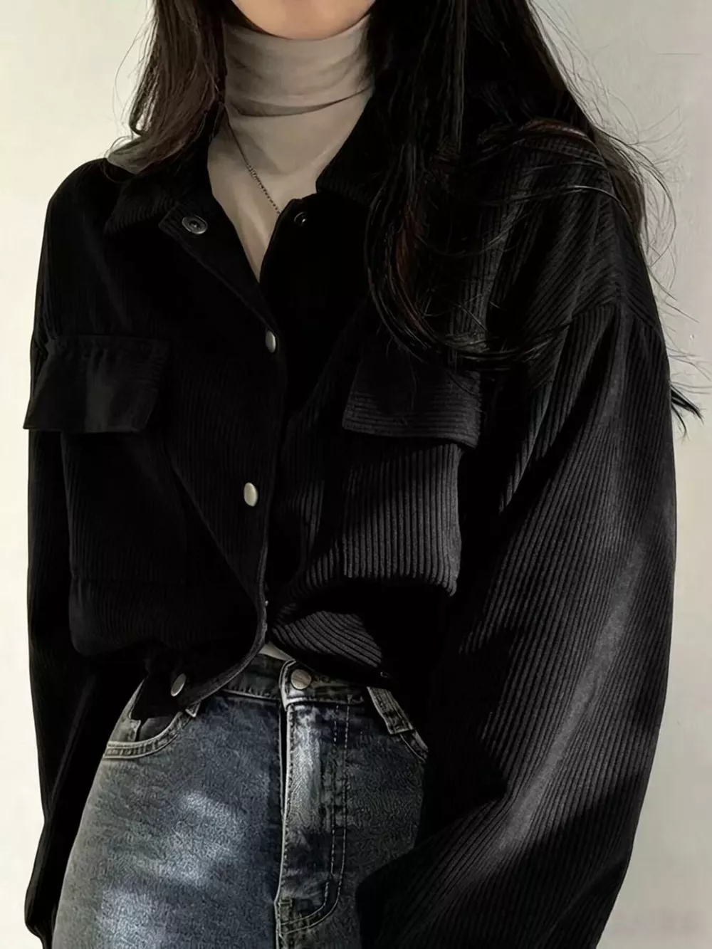 Corduroy Snap Down Cropped Jacket, image 2