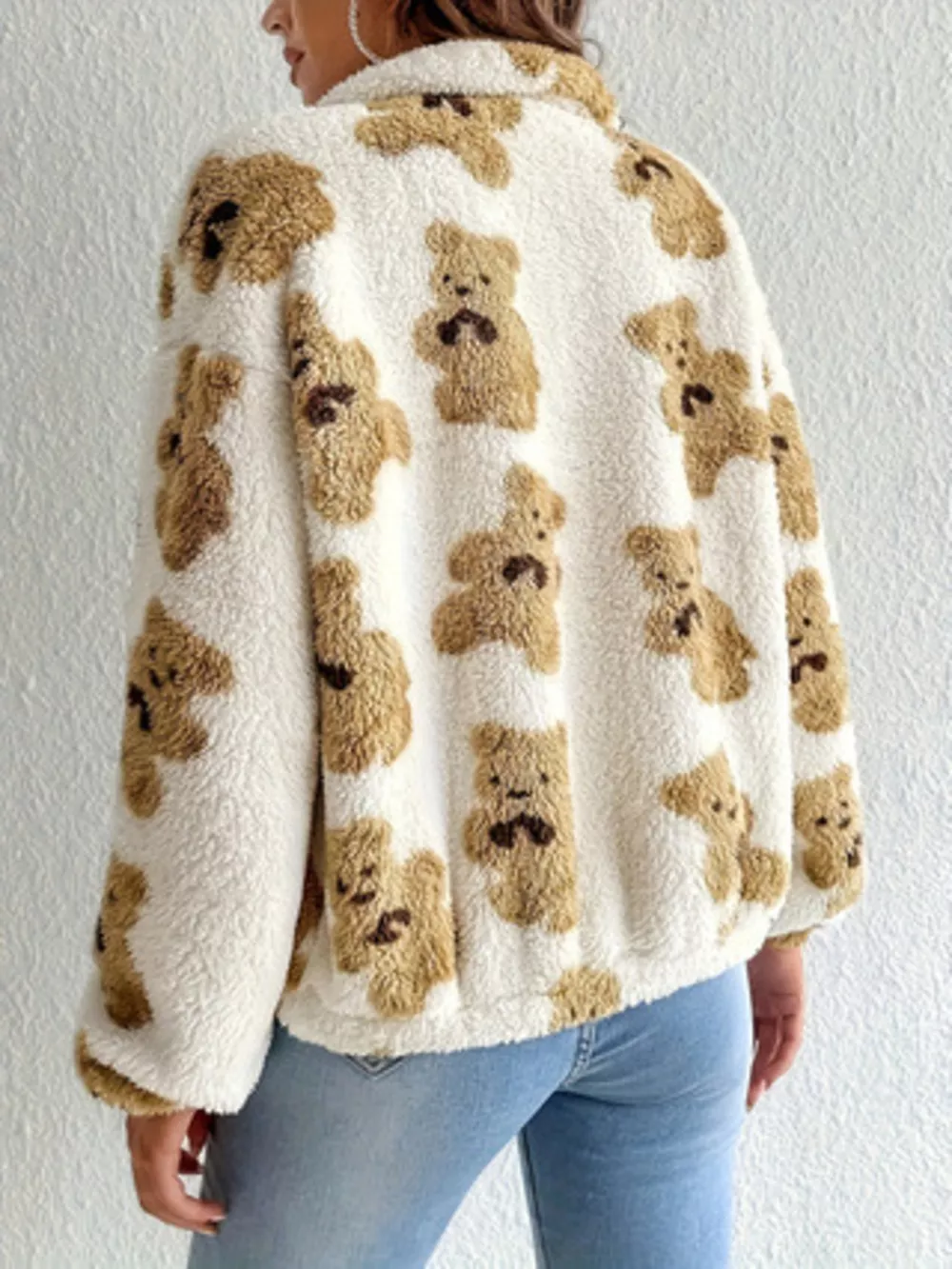 Teddy Bear Fuzzy Zip-Up Jacket, image 3