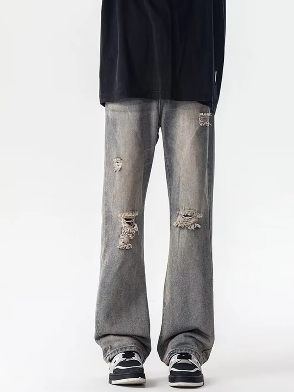 Men's Full Size Distressed Loose Fit Jeans Plus Size