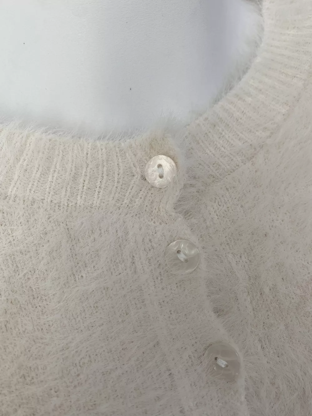 Soft Fuzzy Button-Down Cropped Cardigan, image 8