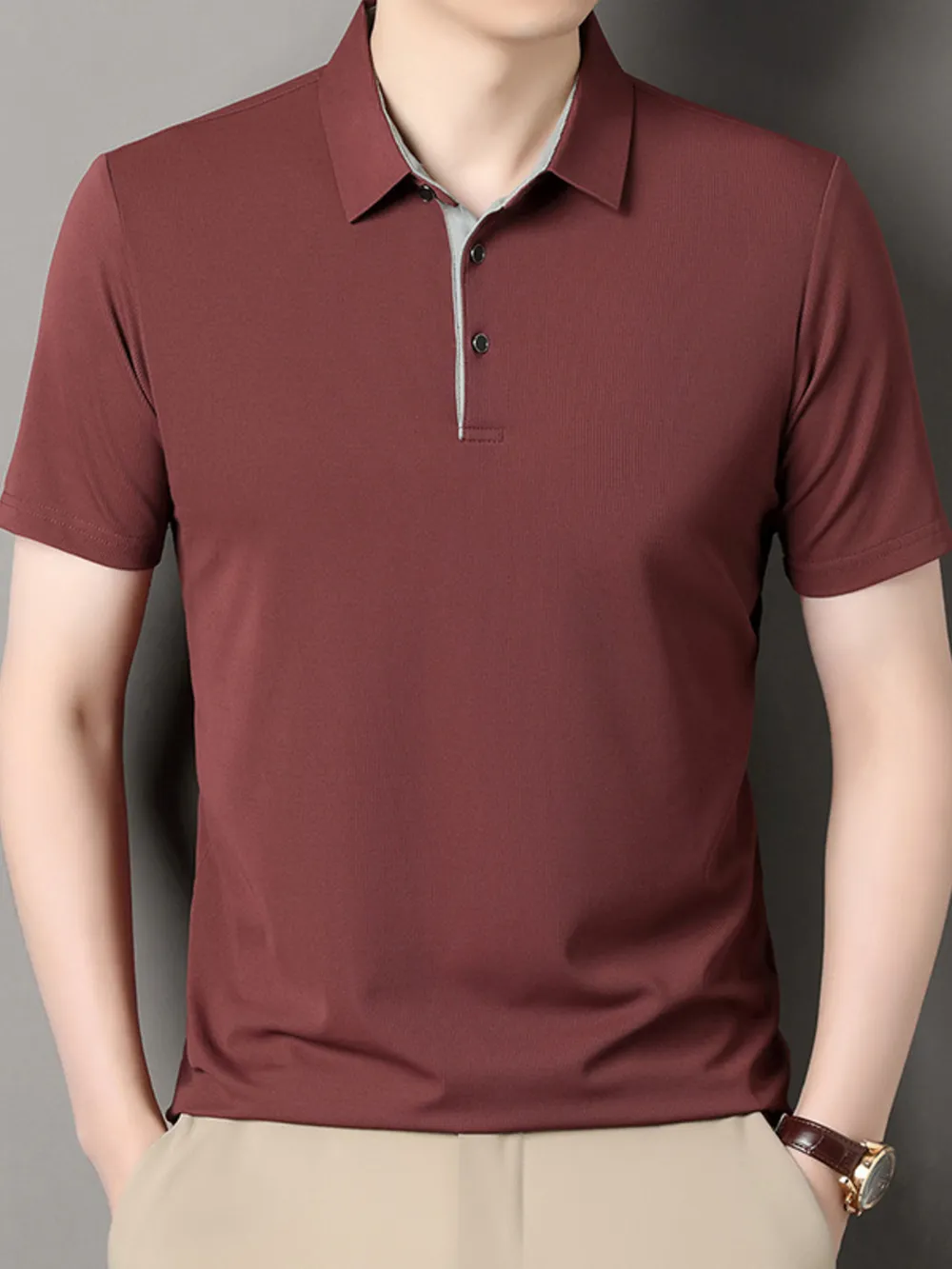 Men's Plus Size Button Detail Short Sleeve Polo, image 6
