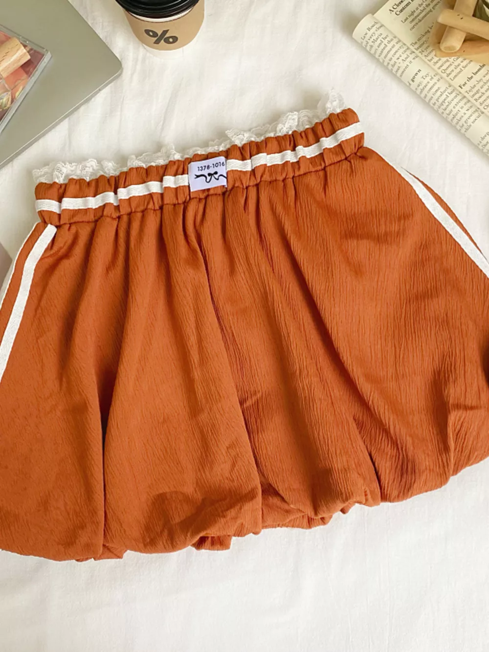 Lace Trim Elastic Waist Mini Skirt, image 8