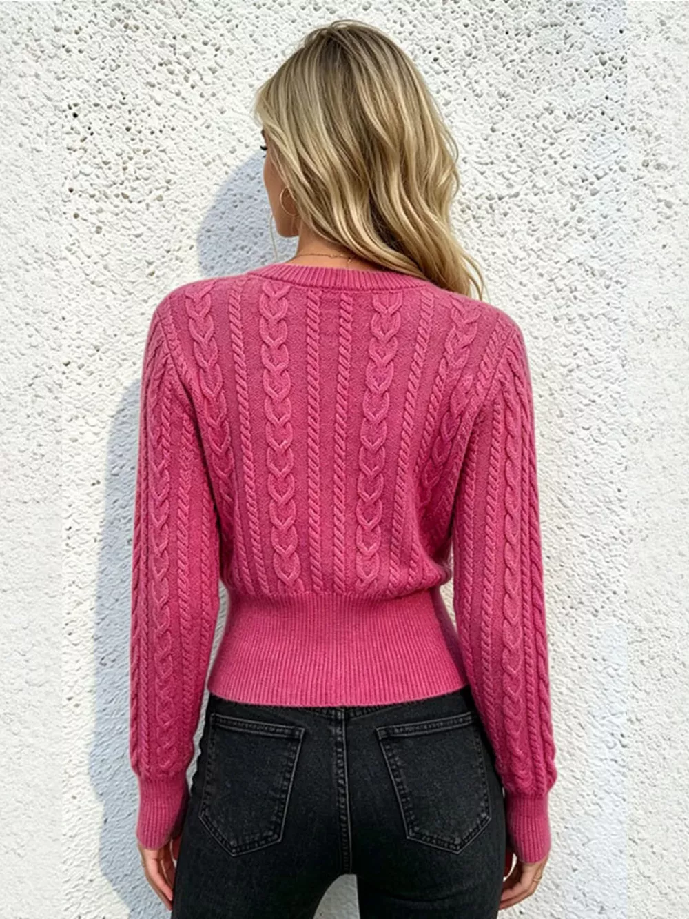 Cable Knit Zipper Detail Sweater, image 5