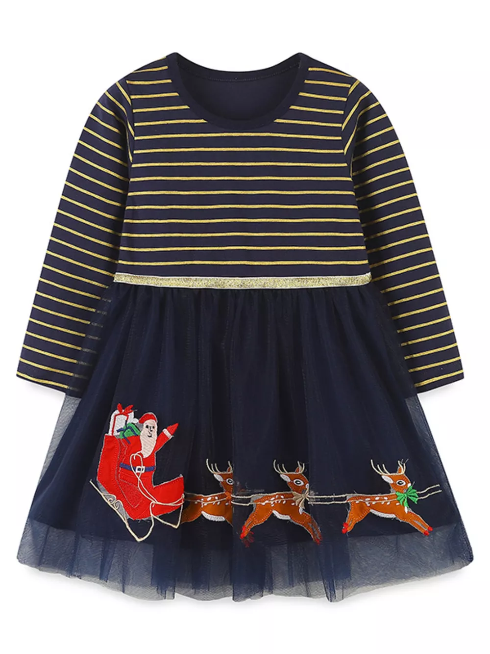Children's Christmas Santa & Reindeer Tulle Dress, image 2