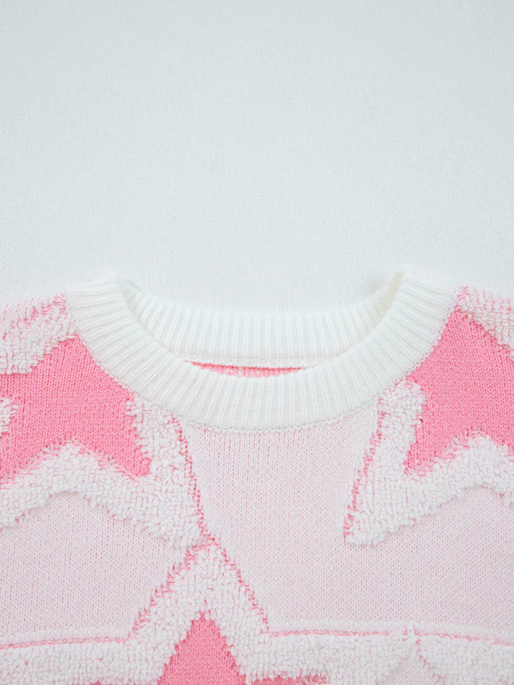 Oversized Star Pattern Ribbed Edge Drop Shoulder Sweater, image 6