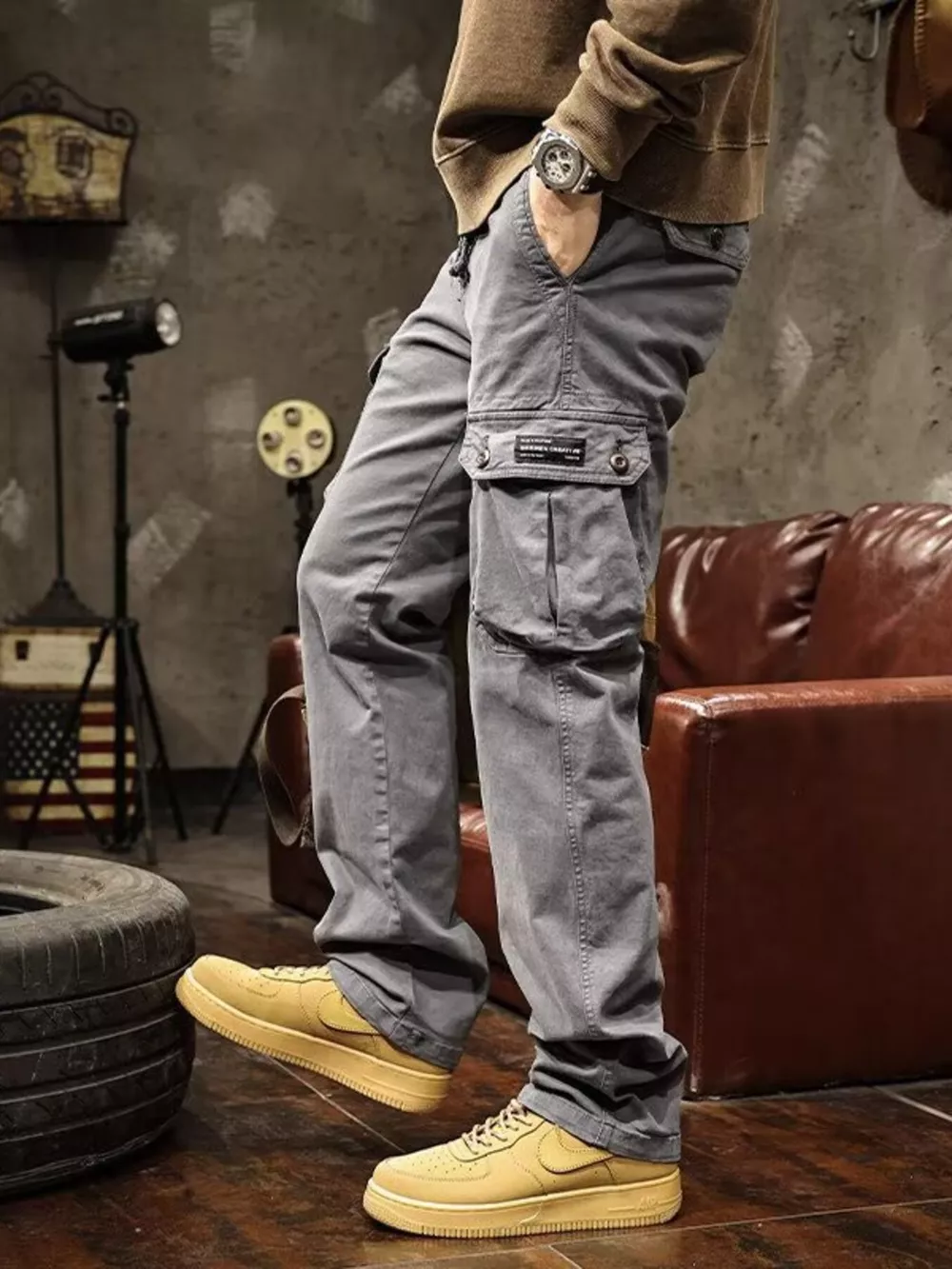 Men's Plus Size Multi-Pocket Cargo Pants, image 4