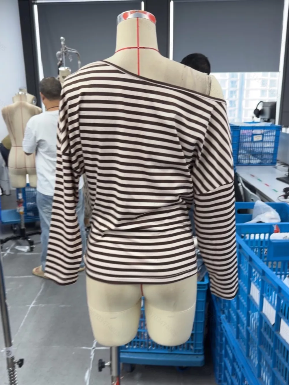 Striped One Shoulder Long Sleeve T-Shirt, image 5