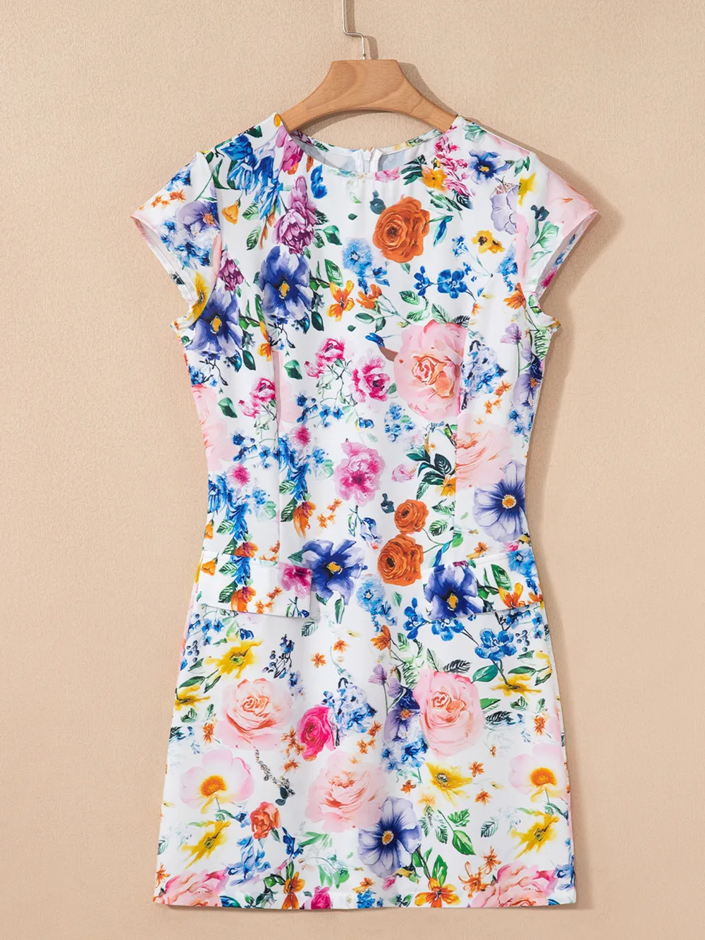 Floral Print Cap Sleeve Mini Dress, image 4