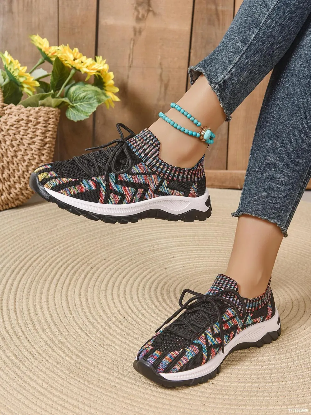 Mesh Knit Lace Up Athletic
