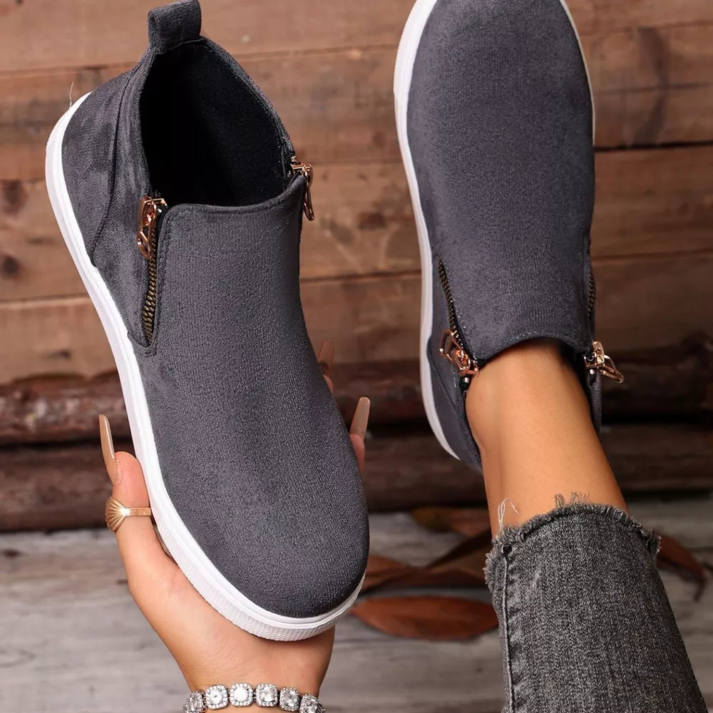 Suede Ankle Boots with Side Zipper, image 5