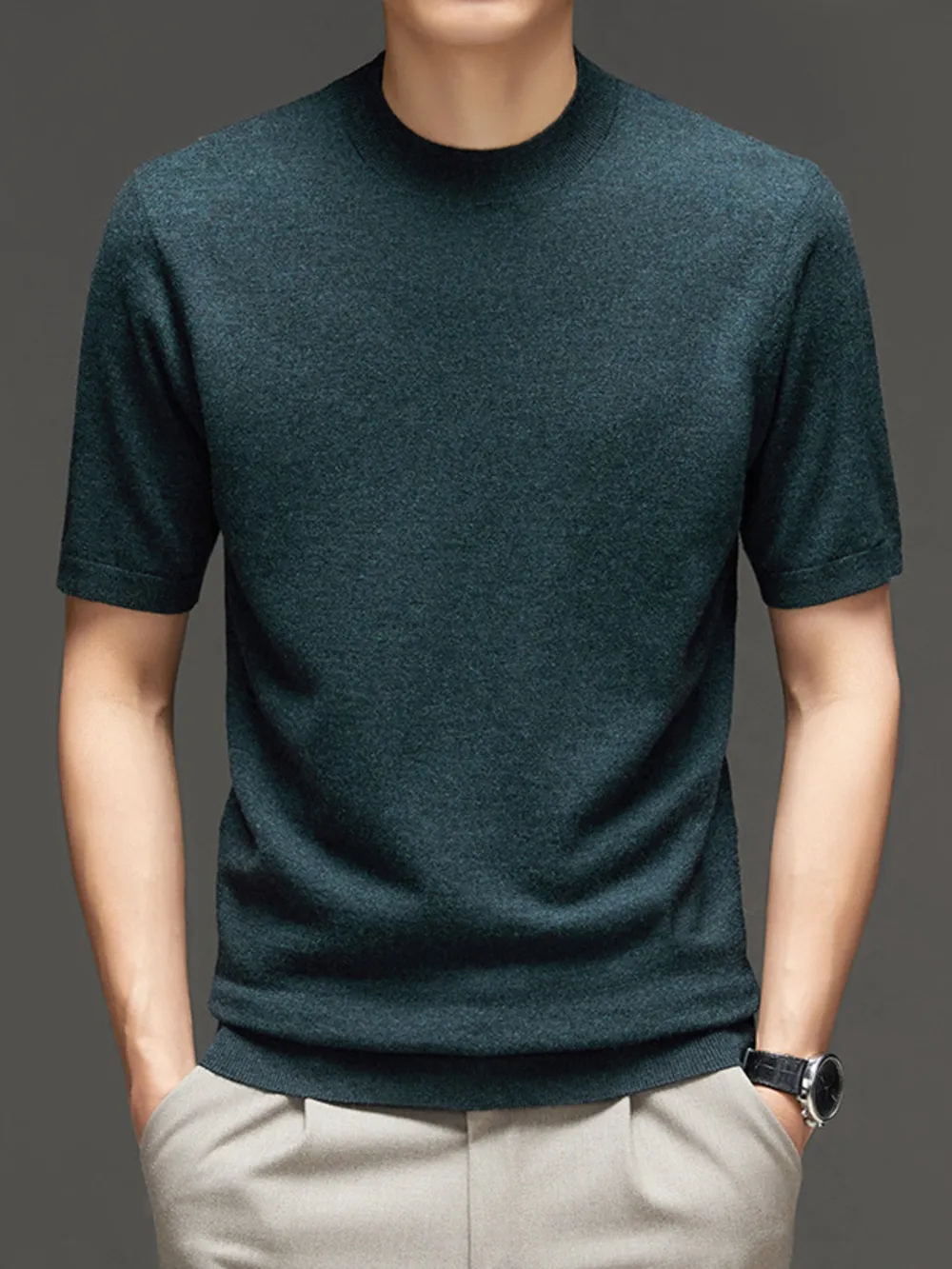 Men's Plus Size Round Neck Short Sleeve Top, image 5