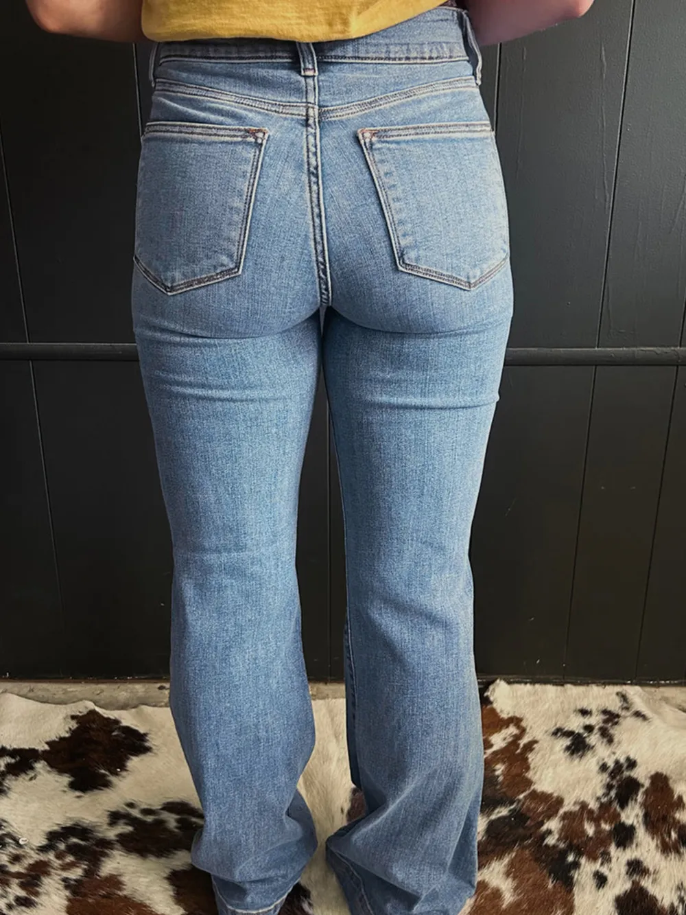 High-Waisted Flare Jeans with Seam Detail, image 6