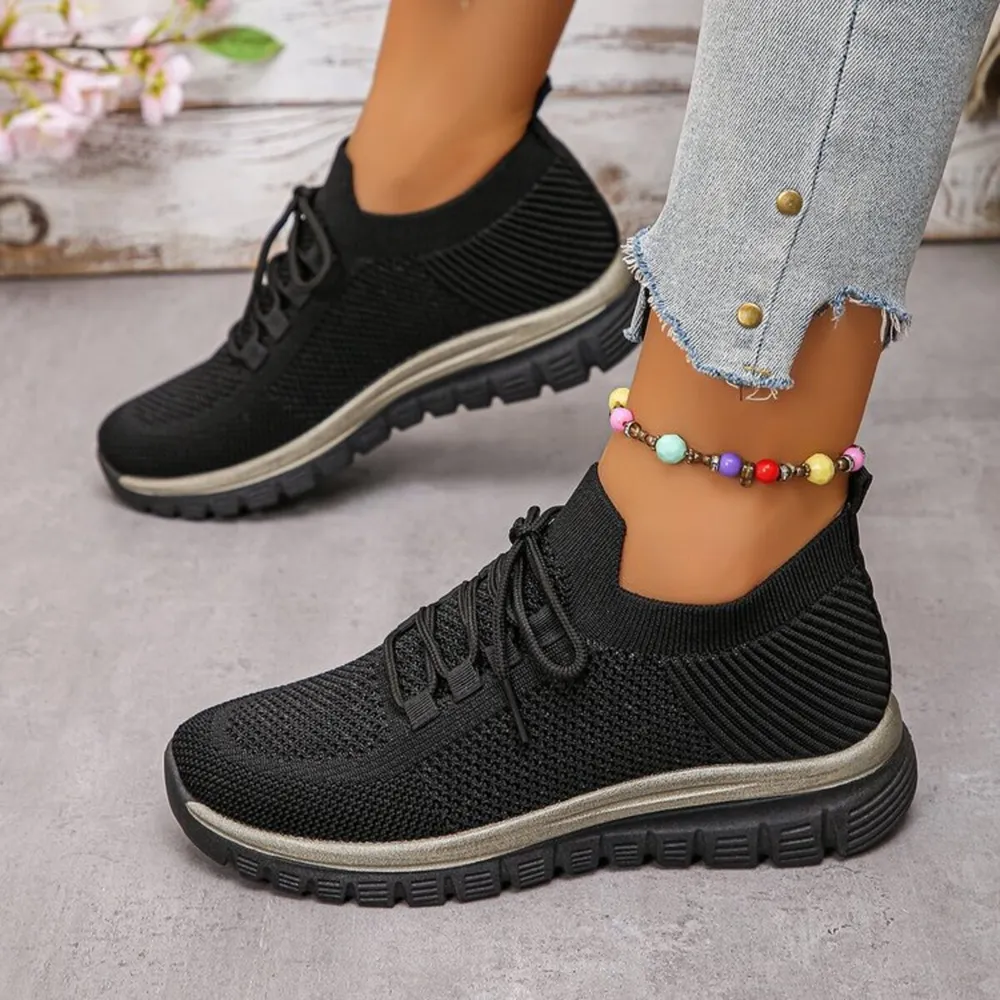 Breathable Mesh Lace Up Athletic