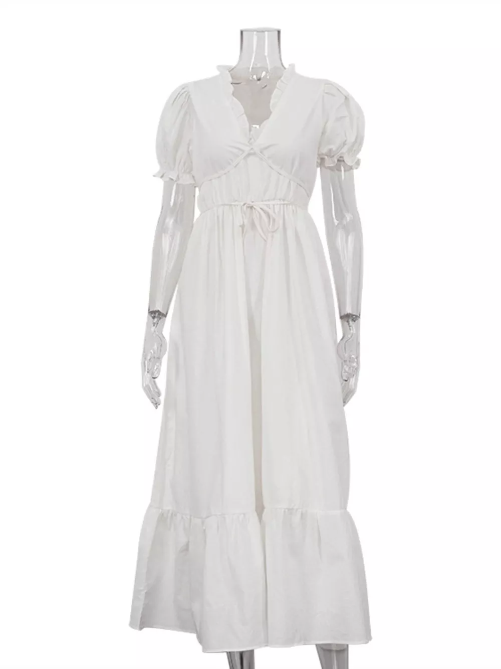 Tie Waist Puff Sleeve Maxi Dress, image 7